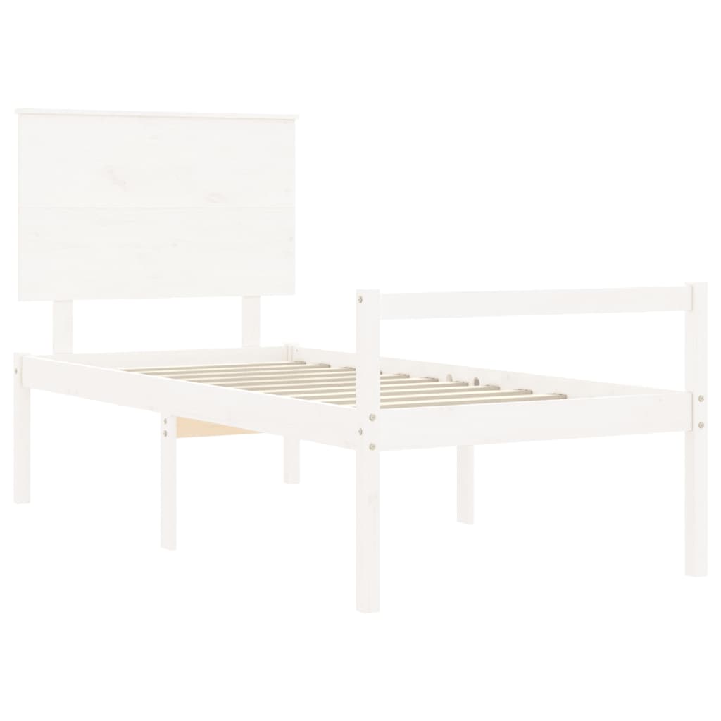 Senior Bed without Mattress White 90x200 cm Solid Wood
