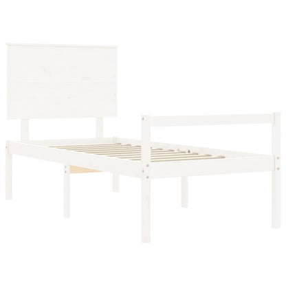 Senior Bed without Mattress White 90x200 cm Solid Wood