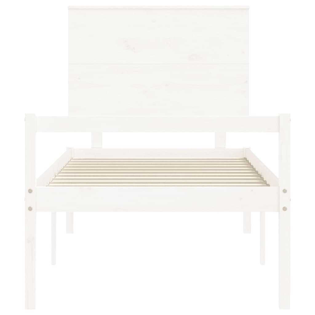 Senior Bed without Mattress White 90x200 cm Solid Wood