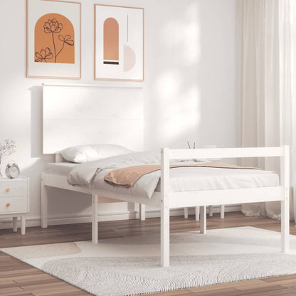 Senior Bed without Mattress White 90x200 cm Solid Wood