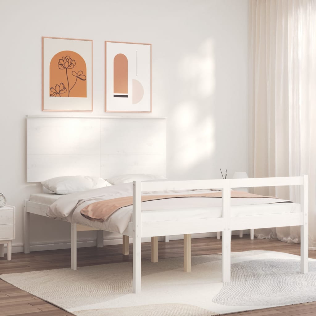 Senior Bed without Mattress White 120x200 cm Solid Wood