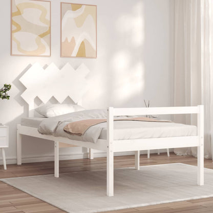 Senior Bed without Mattress White Single Solid Wood