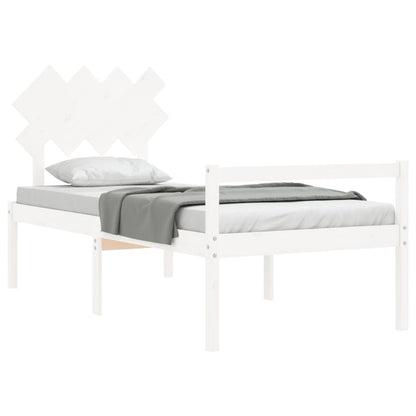 Senior Bed without Mattress White Single Solid Wood
