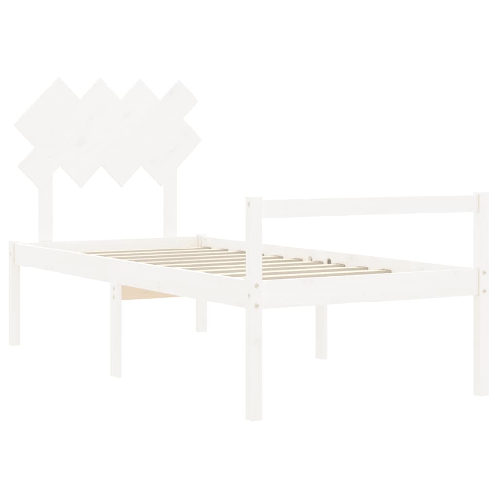 Senior Bed without Mattress White Single Solid Wood