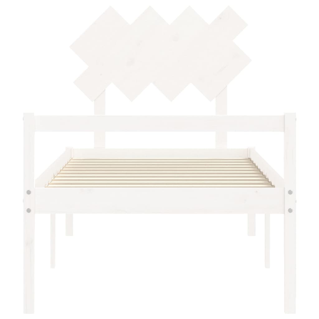 Senior Bed without Mattress White Single Solid Wood