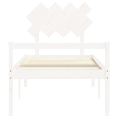 Senior Bed without Mattress White Single Solid Wood