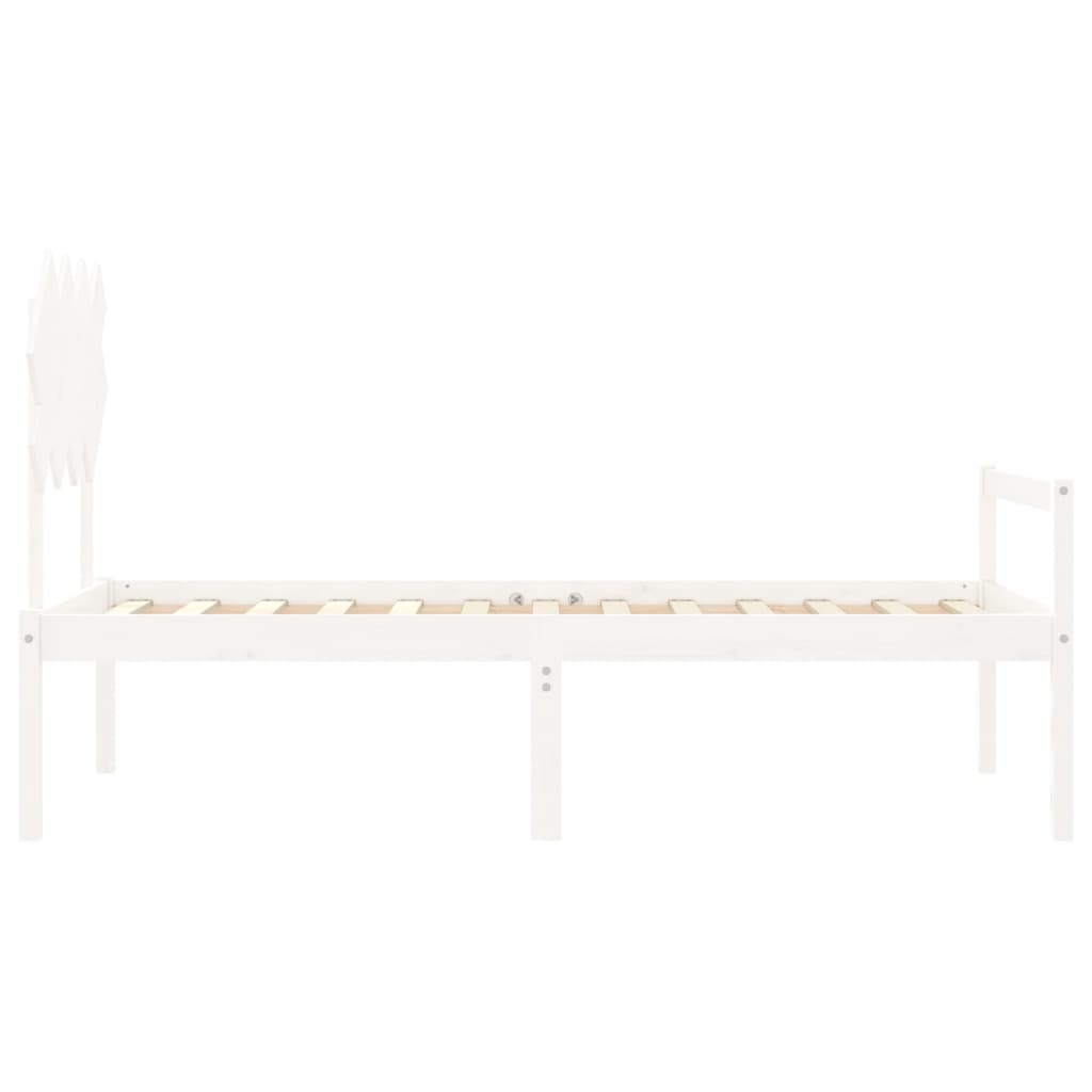 Senior Bed without Mattress White Single Solid Wood
