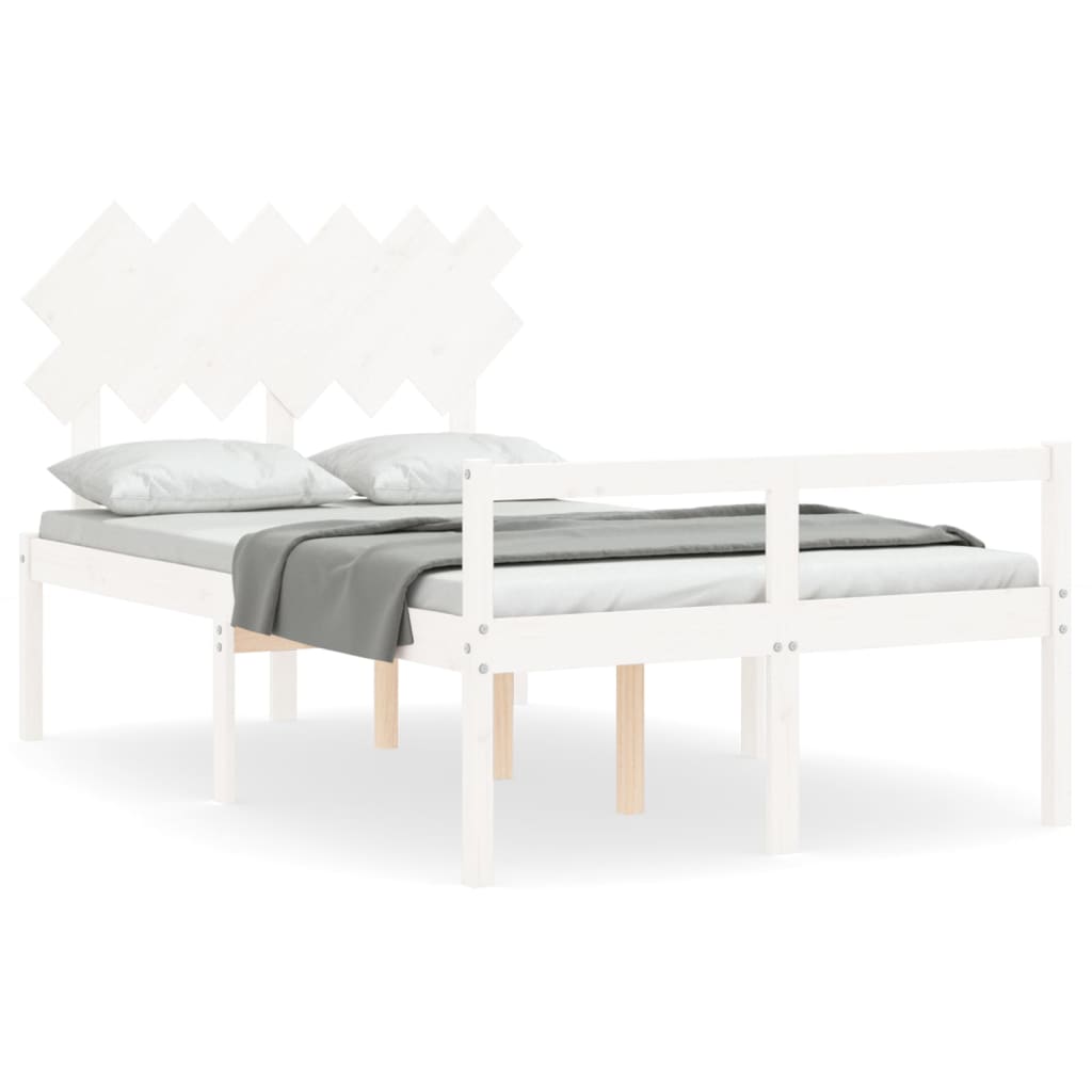 Senior Bed without Mattress White Small Double Solid Wood