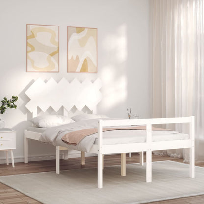 Senior Bed without Mattress White Small Double Solid Wood