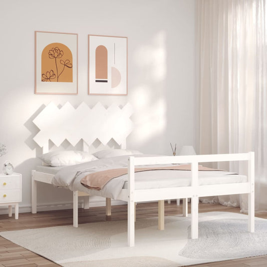 Senior Bed without Mattress White Small Double Solid Wood