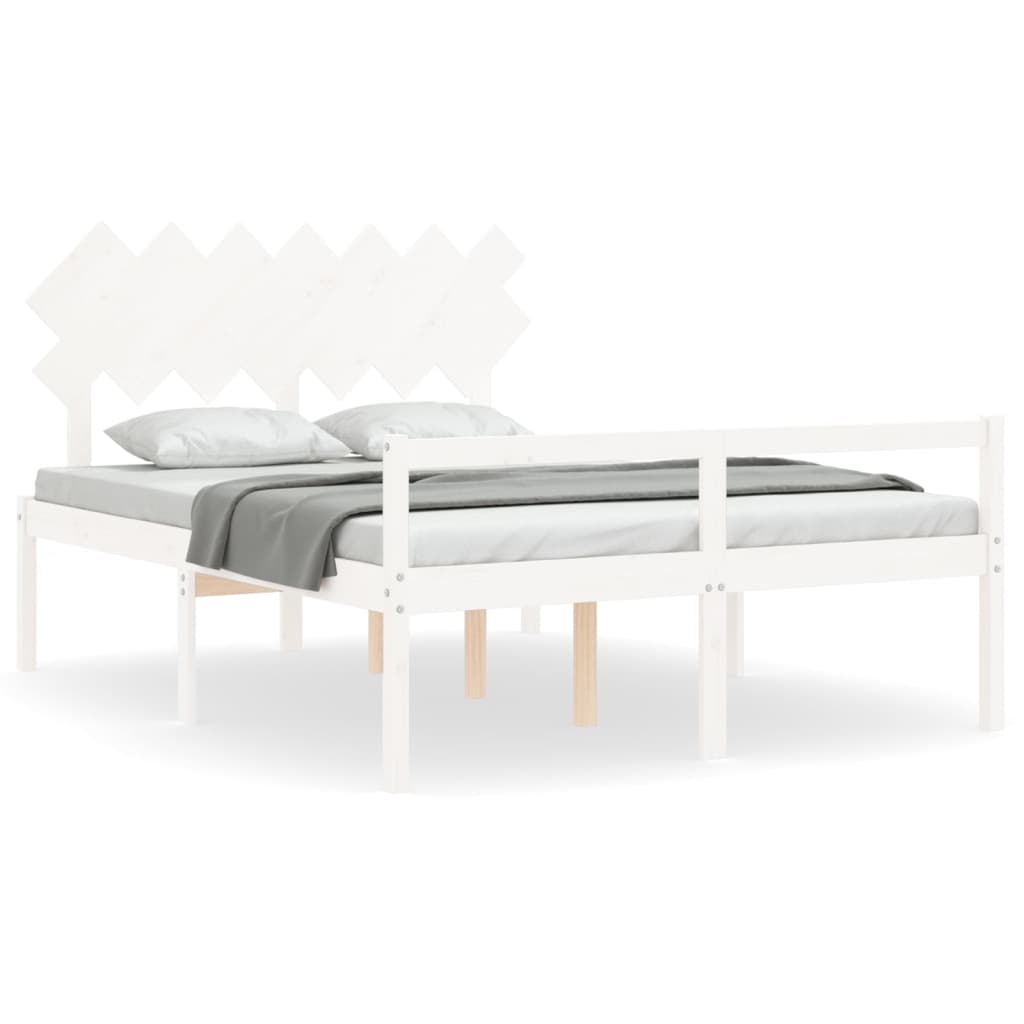 Senior Bed without Mattress White 140x190 cm Solid Wood