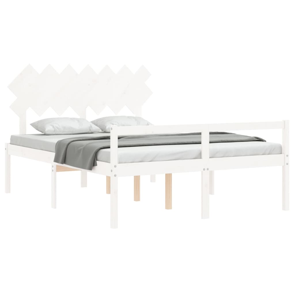 Senior Bed without Mattress White 140x190 cm Solid Wood