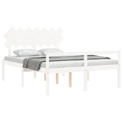 Senior Bed without Mattress White 140x190 cm Solid Wood