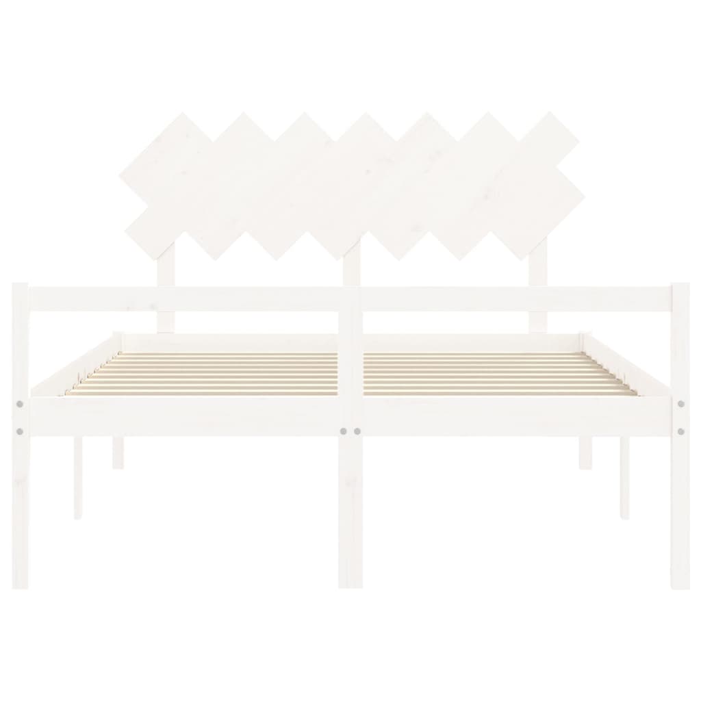 Senior Bed without Mattress White 140x190 cm Solid Wood