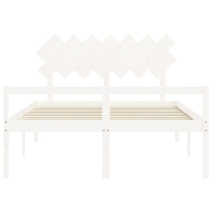 Senior Bed without Mattress White 140x190 cm Solid Wood