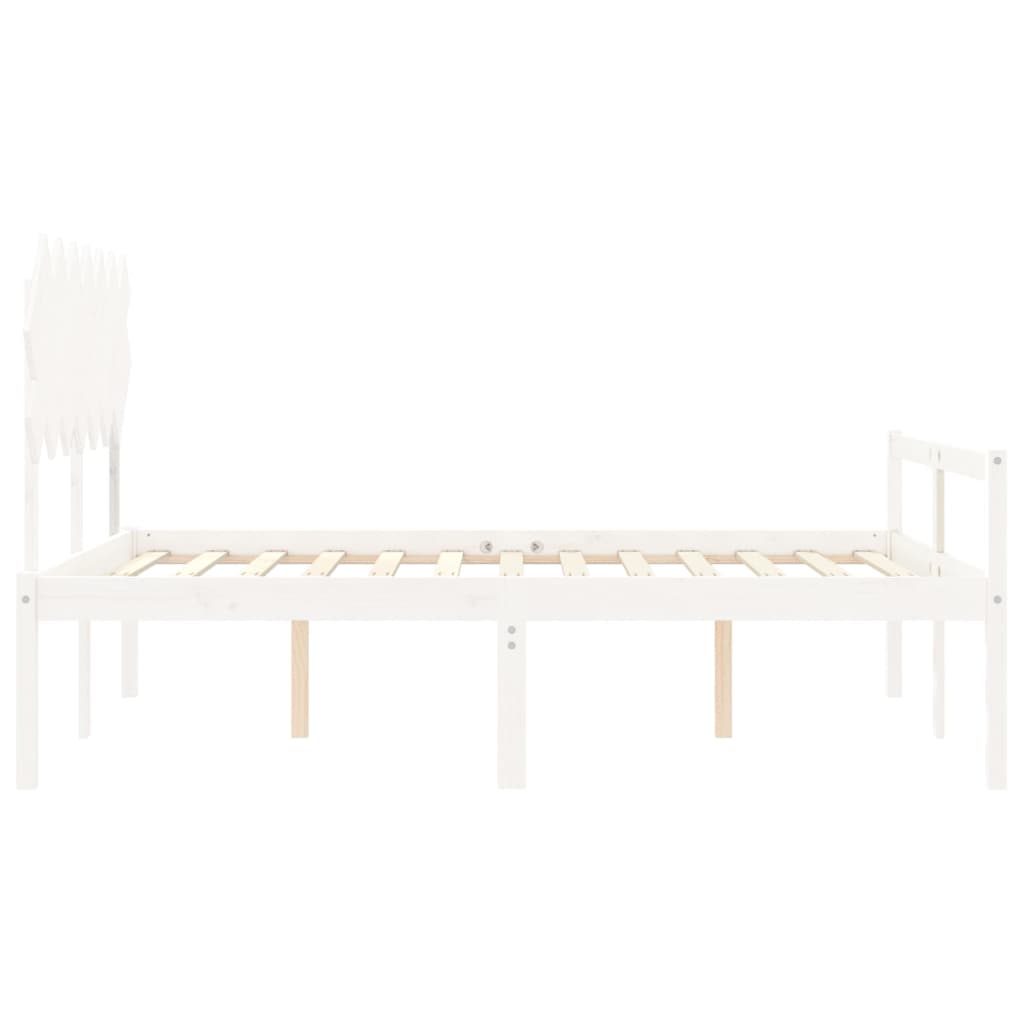 Senior Bed without Mattress White 140x190 cm Solid Wood