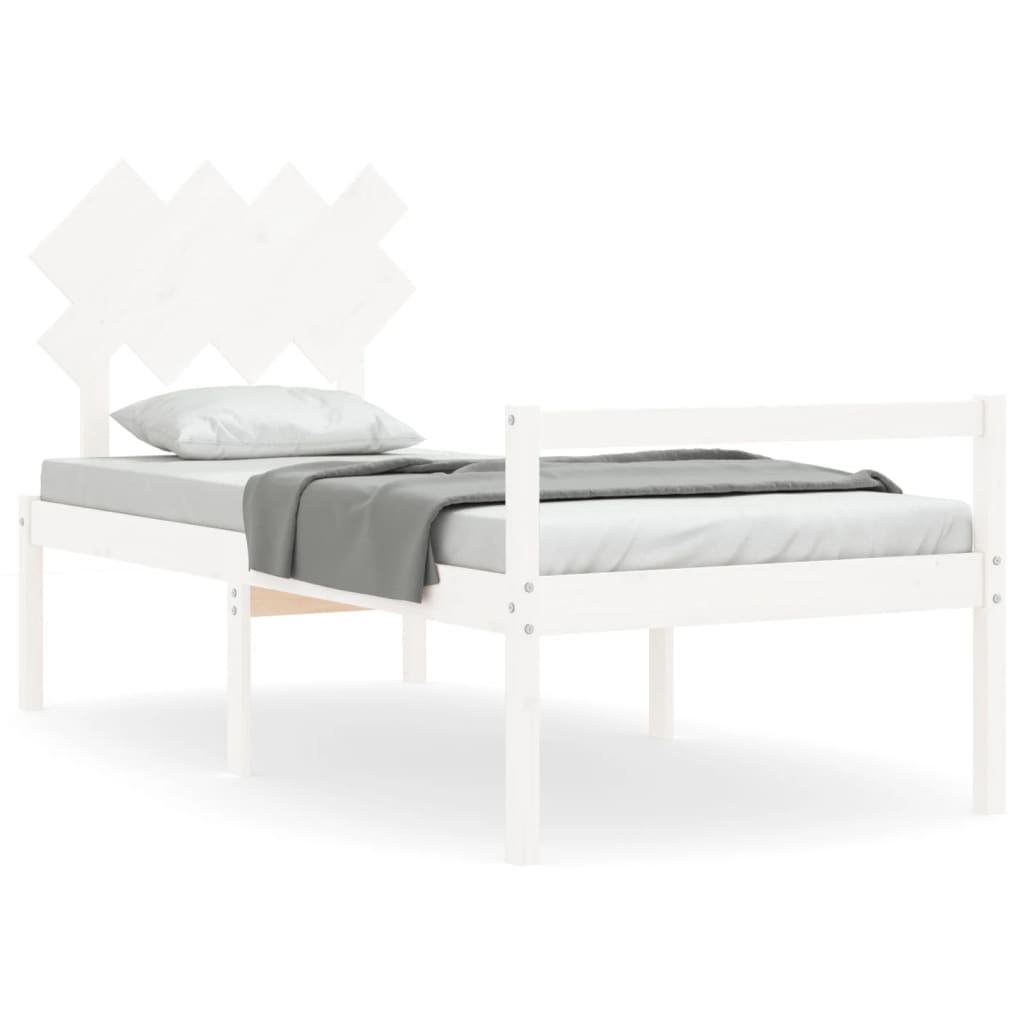 Senior Bed without Mattress White 90x200 cm Solid Wood