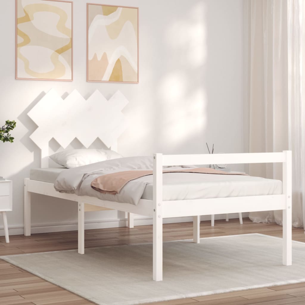 Senior Bed without Mattress White 90x200 cm Solid Wood