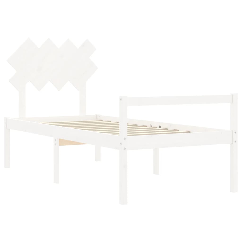Senior Bed without Mattress White 90x200 cm Solid Wood