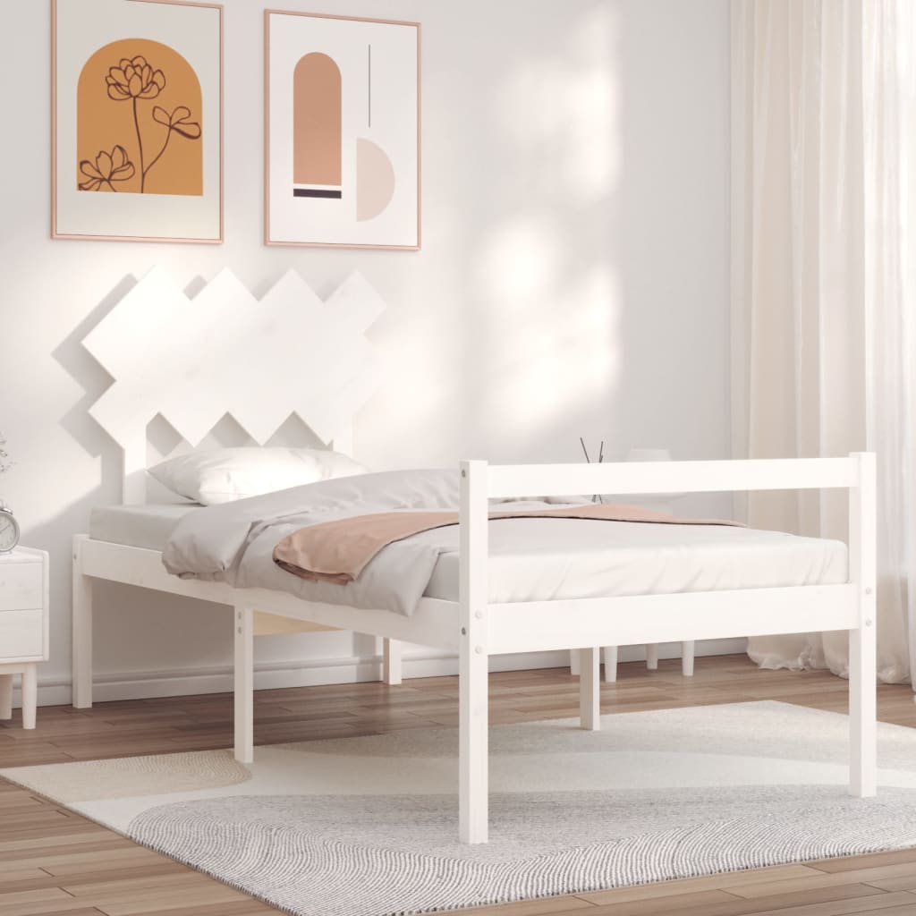 Senior Bed without Mattress White 90x200 cm Solid Wood