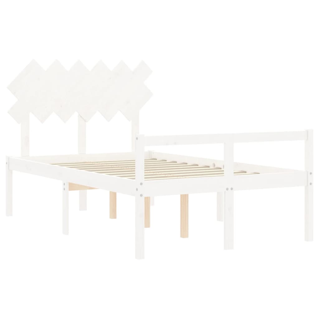 Senior Bed without Mattress White 120x200 cm Solid Wood