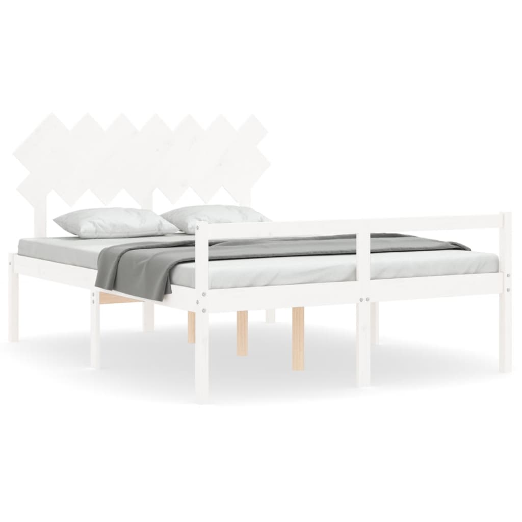 Senior Bed without Mattress White 140x200 cm Solid Wood