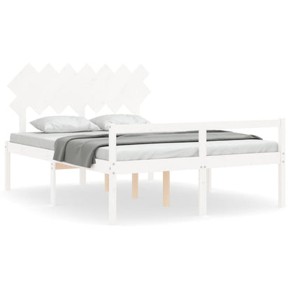 Senior Bed without Mattress White 140x200 cm Solid Wood