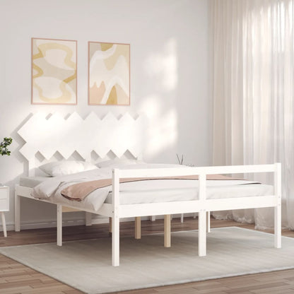 Senior Bed without Mattress White 140x200 cm Solid Wood