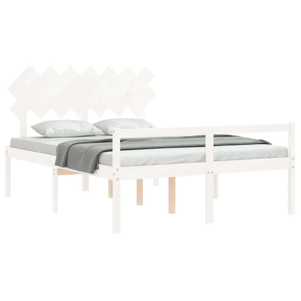 Senior Bed without Mattress White 140x200 cm Solid Wood