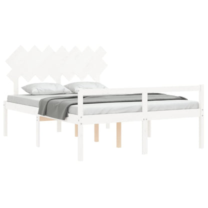 Senior Bed without Mattress White 140x200 cm Solid Wood