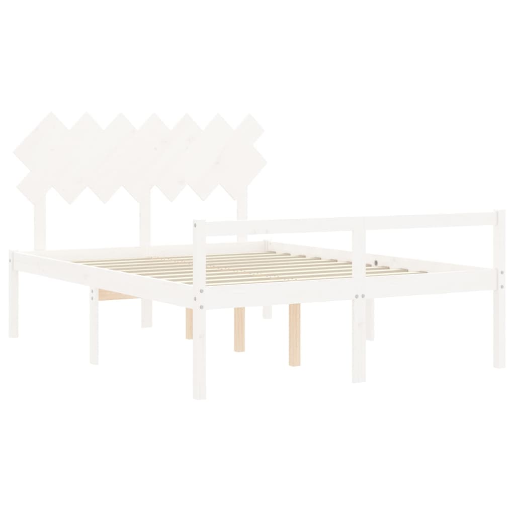 Senior Bed without Mattress White 140x200 cm Solid Wood