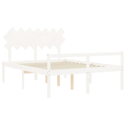 Senior Bed without Mattress White 140x200 cm Solid Wood