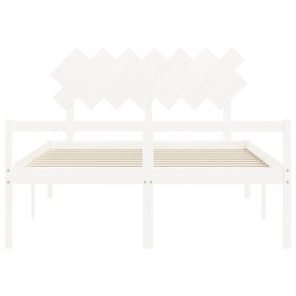 Senior Bed without Mattress White 140x200 cm Solid Wood