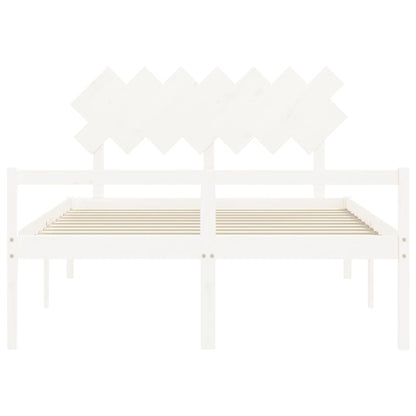 Senior Bed without Mattress White 140x200 cm Solid Wood