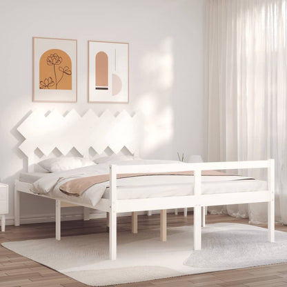 Senior Bed without Mattress White 140x200 cm Solid Wood