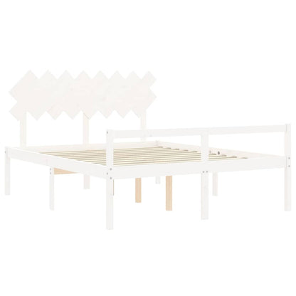 Senior Bed without Mattress White 160x200 cm Solid Wood