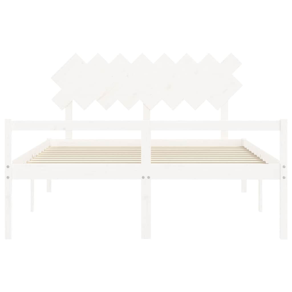 Senior Bed without Mattress White 160x200 cm Solid Wood