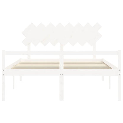 Senior Bed without Mattress White 160x200 cm Solid Wood