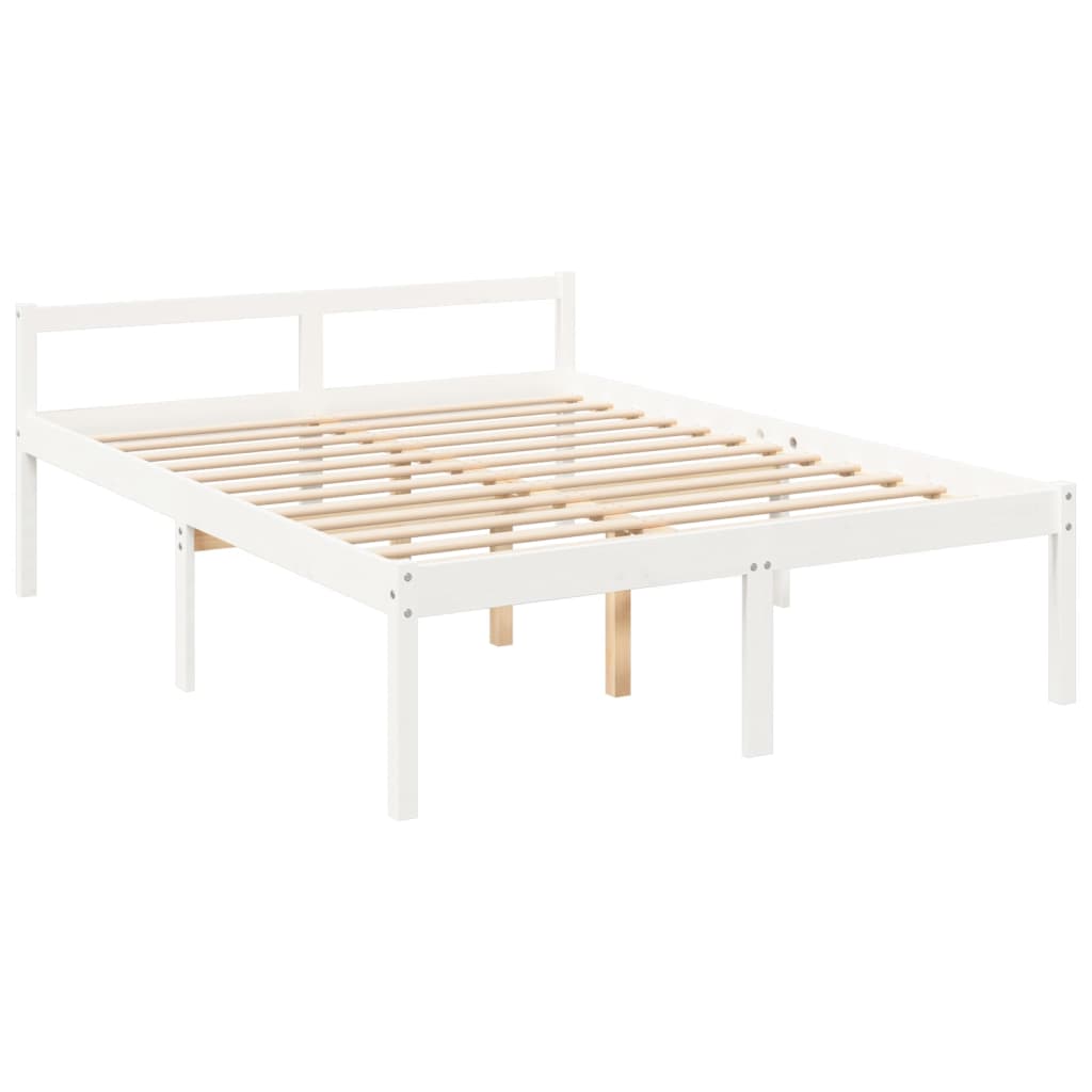 Senior Bed without Mattress White 160x200 cm Solid Wood
