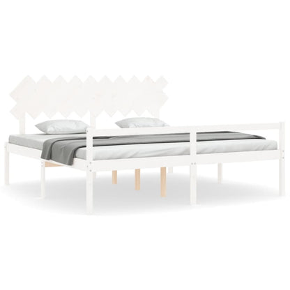 Senior Bed without Mattress White 200x200 cm Solid Wood