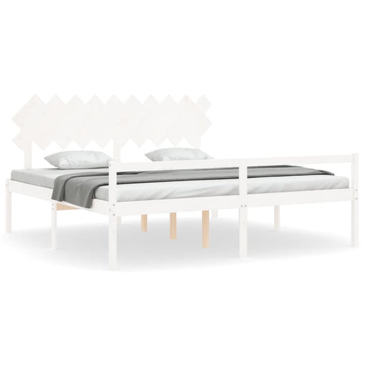 Senior Bed without Mattress White 200x200 cm Solid Wood