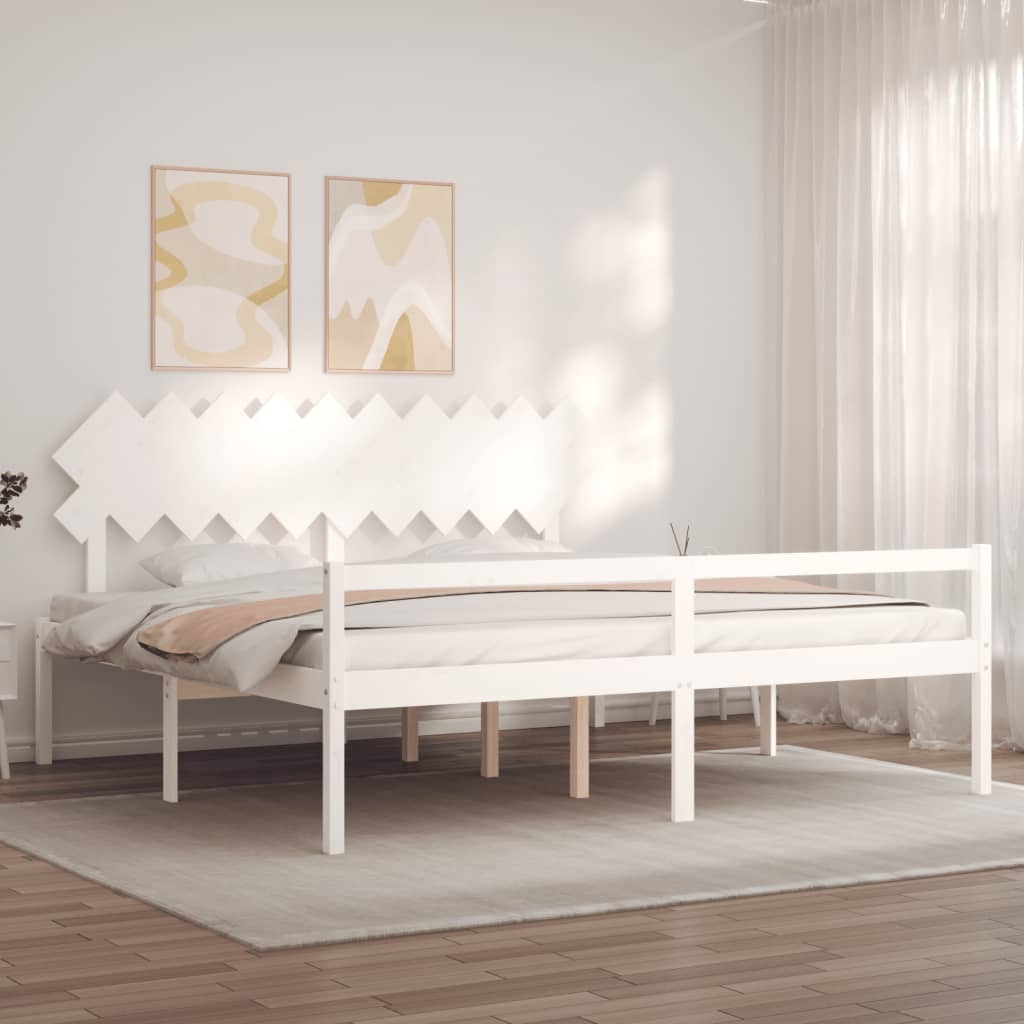 Senior Bed without Mattress White 200x200 cm Solid Wood