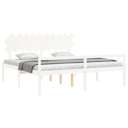 Senior Bed without Mattress White 200x200 cm Solid Wood