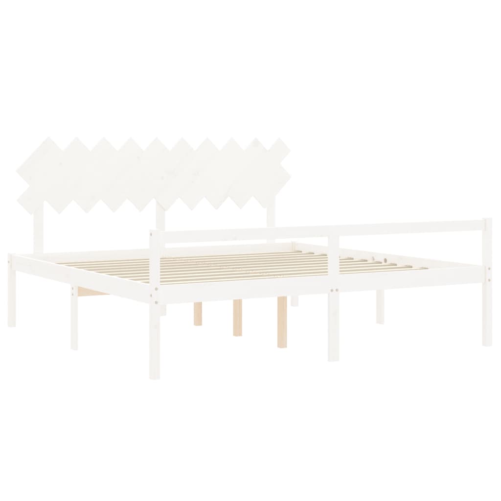 Senior Bed without Mattress White 200x200 cm Solid Wood