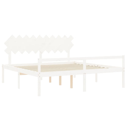 Senior Bed without Mattress White 200x200 cm Solid Wood
