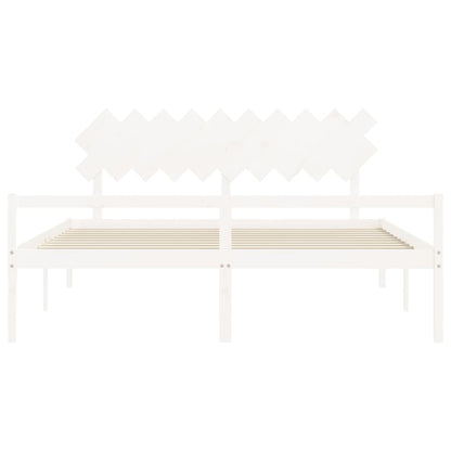 Senior Bed without Mattress White 200x200 cm Solid Wood