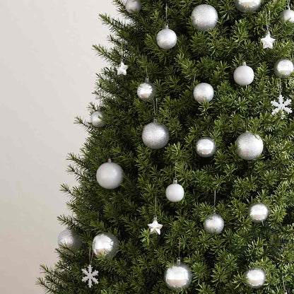 111 Piece Christmas Bauble Set Silver Polystyrene
