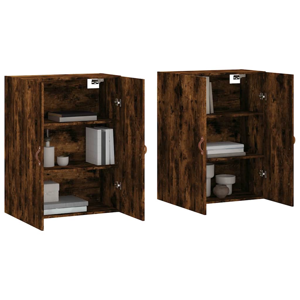 Wall Mounted Cabinets 2 pcs Smoked Oak 69,5x34x90 cm