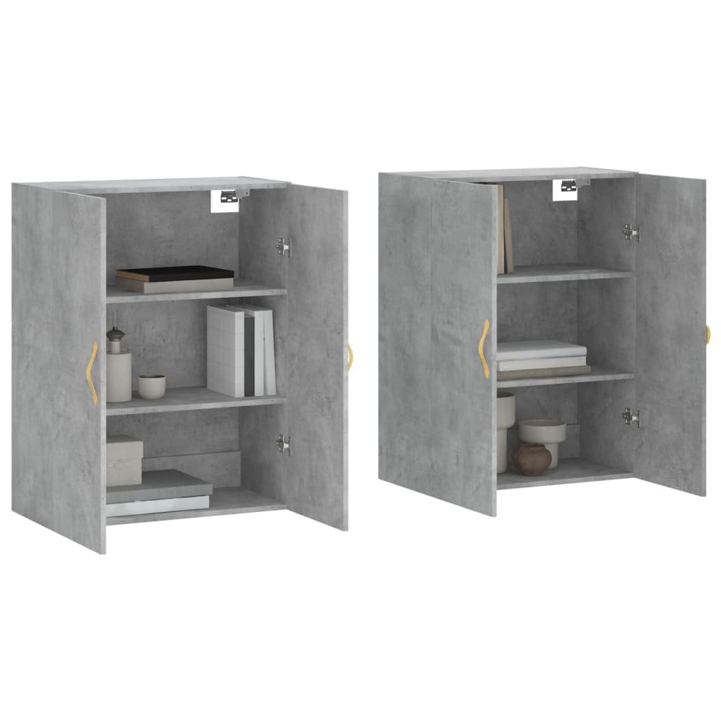 Wall Mounted Cabinets 2 pcs Concrete Grey 69,5x34x90 cm