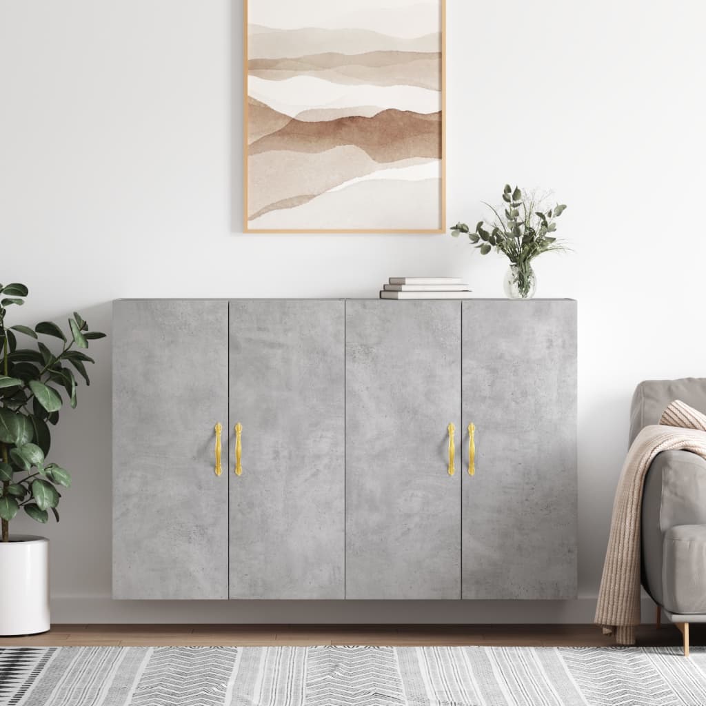 Wall Mounted Cabinets 2 pcs Concrete Grey 69,5x34x90 cm